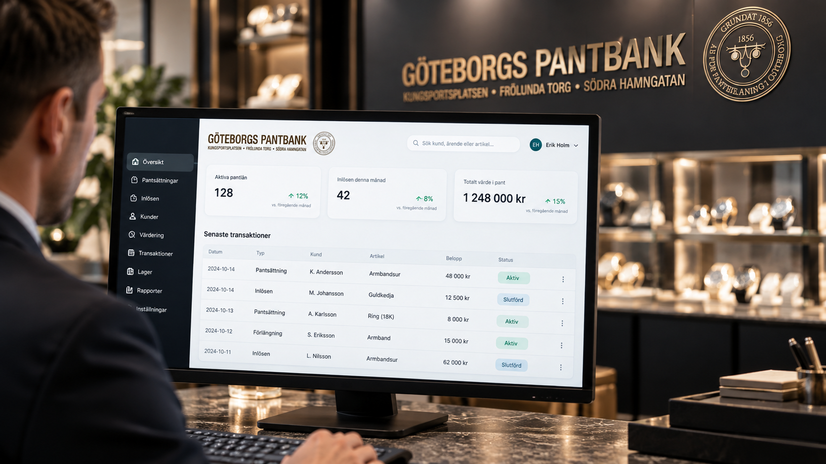 Göteborgs Pantbanks lånehanteringssystem vid en arbetsplats
